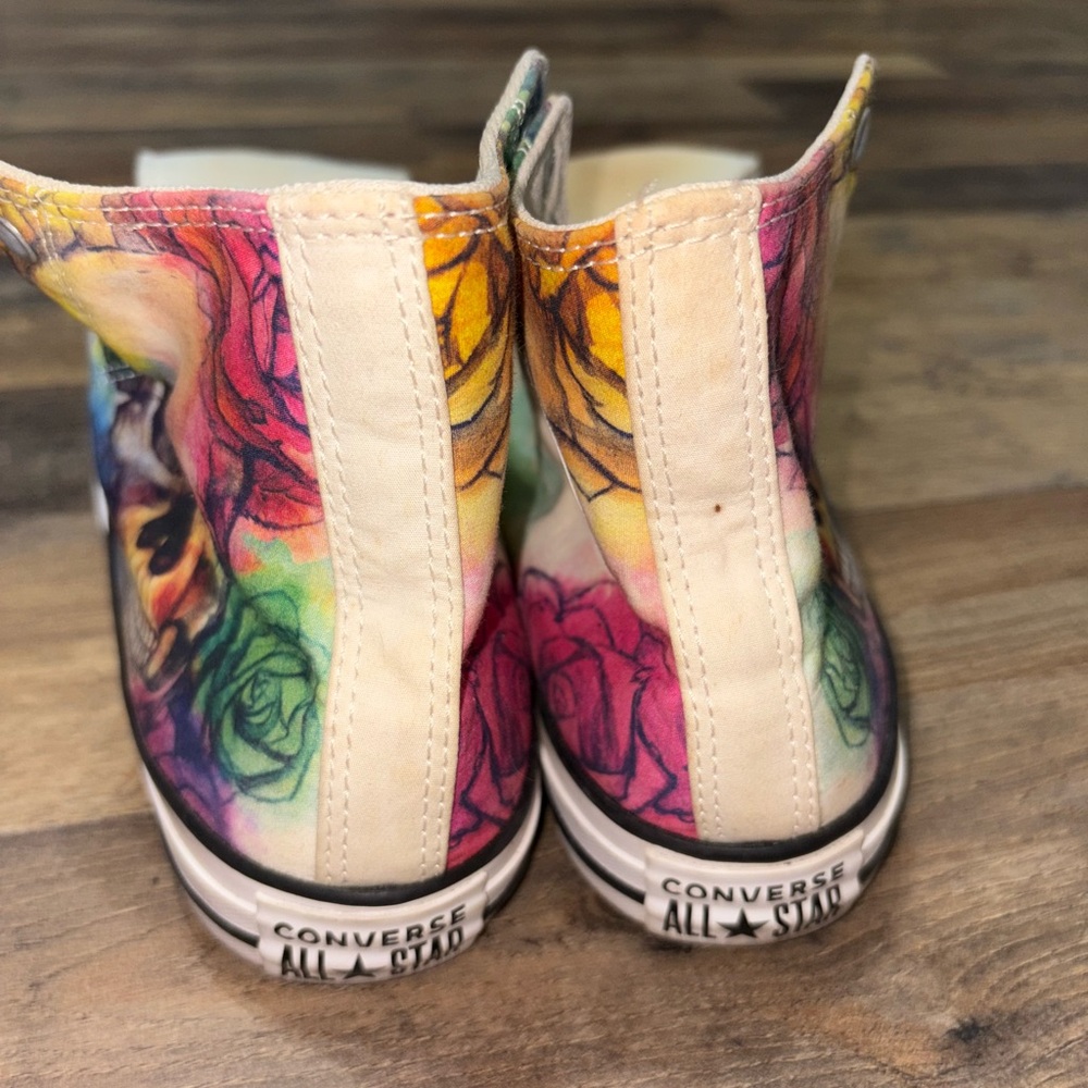 Custom Converse High-Top Sneakers | Hand-Painted Skull & Roses Artwork - Picture 4 of 5